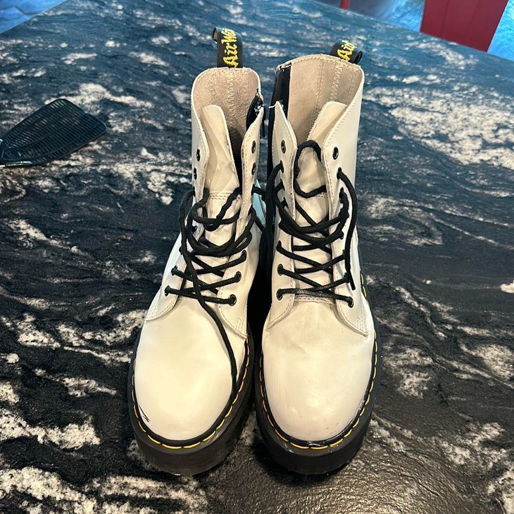 Dr Martens white ankle boots